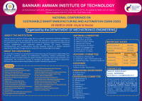 National Conference on Sustainable Smart Manufacturing and automation (ssma 2026) National Conference Poster